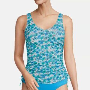 NWT Lands End Women Adjustable V-Neck Underwire Control Tankini Sz 16W $85 LE141
